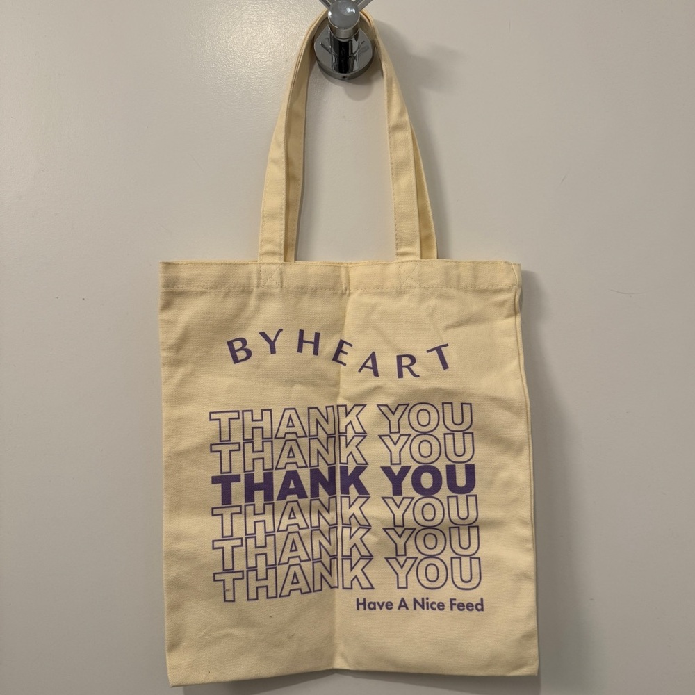 ByHeart Cream Tote Bag with Purple Print